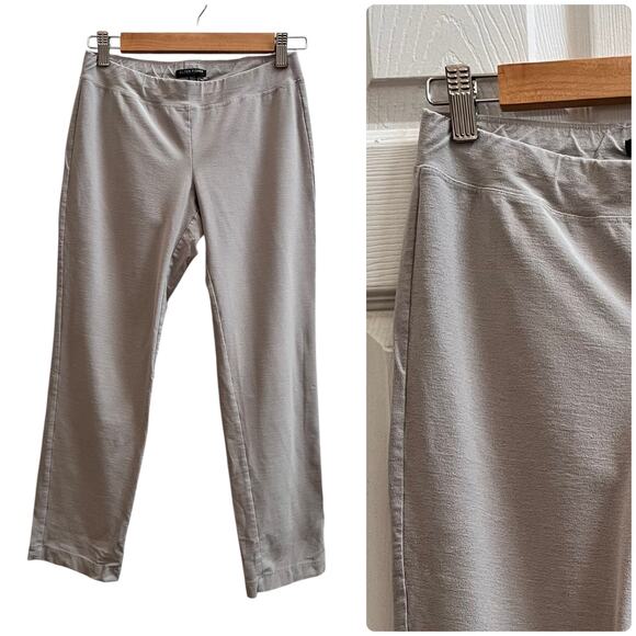 Eileen Fisher Gray Crepe Slim Pull On Crop Pant Petite PP Lagenlook Minimalist - Picture 10 of 11